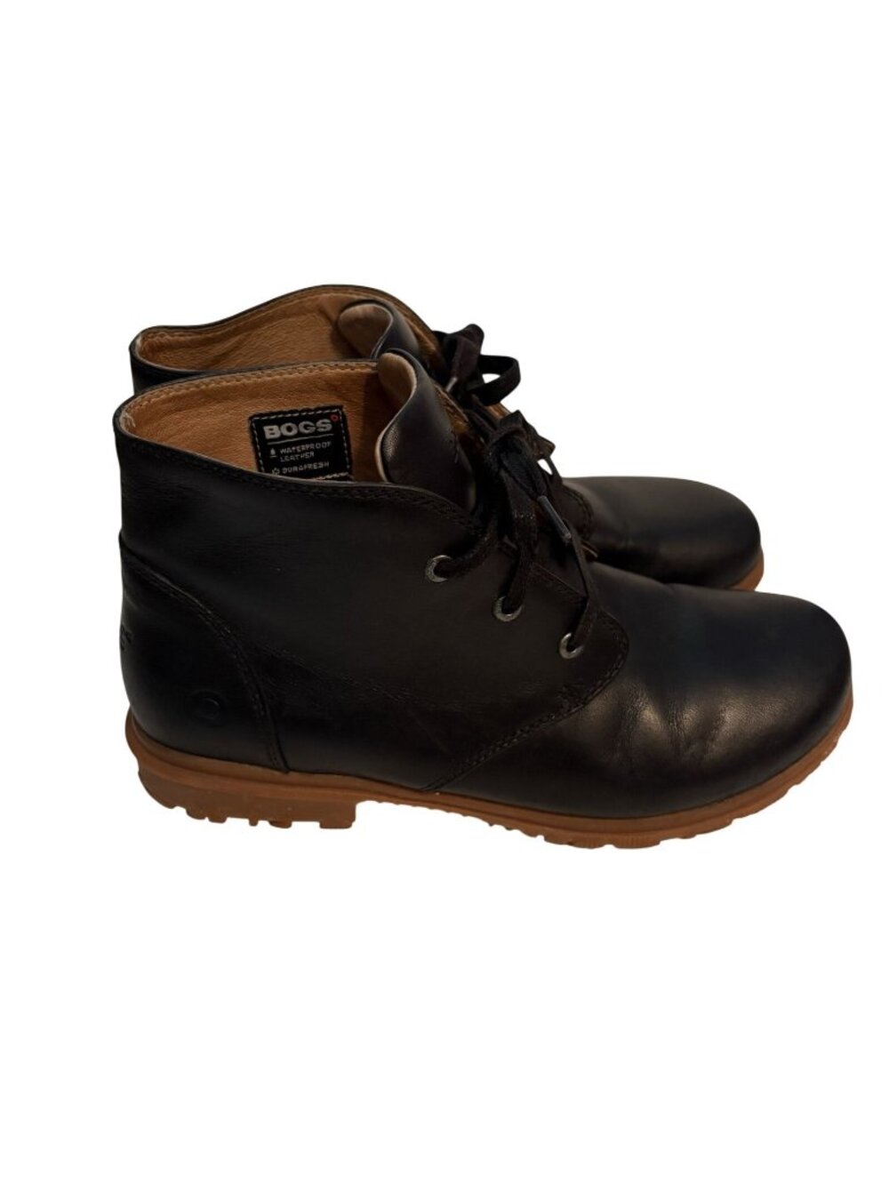 BOGS Women 8 Black Leather Waterproof Outdoor Lace Up Pearl Chukka Ankle Boots